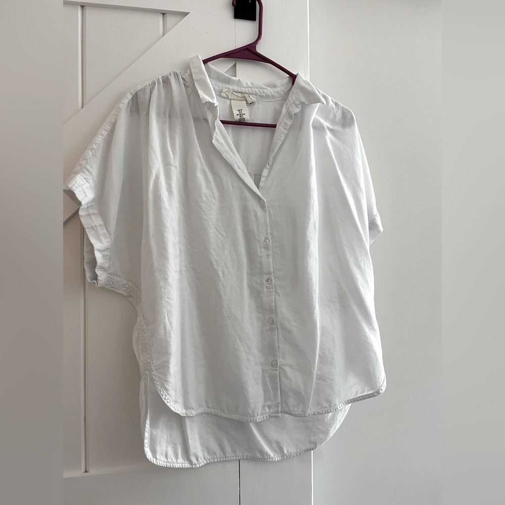 white button down top